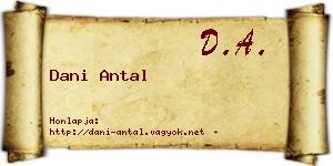 Dani Antal névjegykártya
